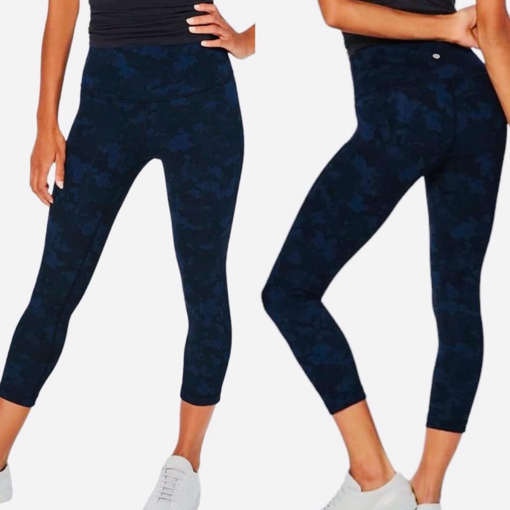 Lululemon: Wunder Under Pant- Full On, Leggings Blue & Black Camo, 8